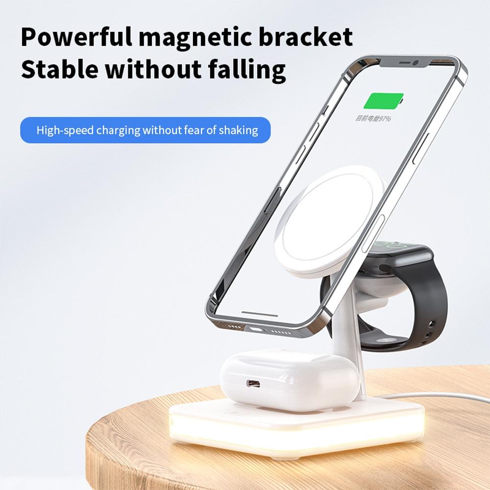 4 In 1 Magnetic Wireless Charger For Iphone / Iwatch / Airpods & More - Black