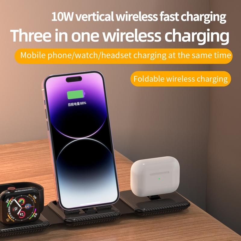 3 In 1 Wireless Charger For Apple Watch Phone & Headset - Black