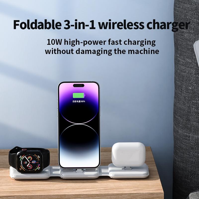 3 In 1 Wireless Charger For Apple Watch Phone & Headset - Black