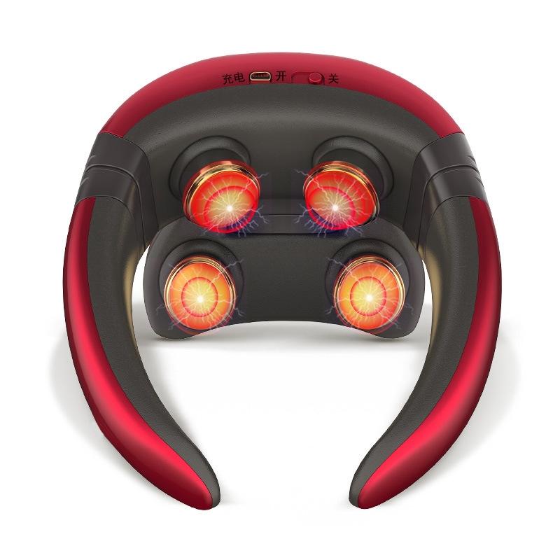 4-Head Neck Massager With Pulse Technology Red