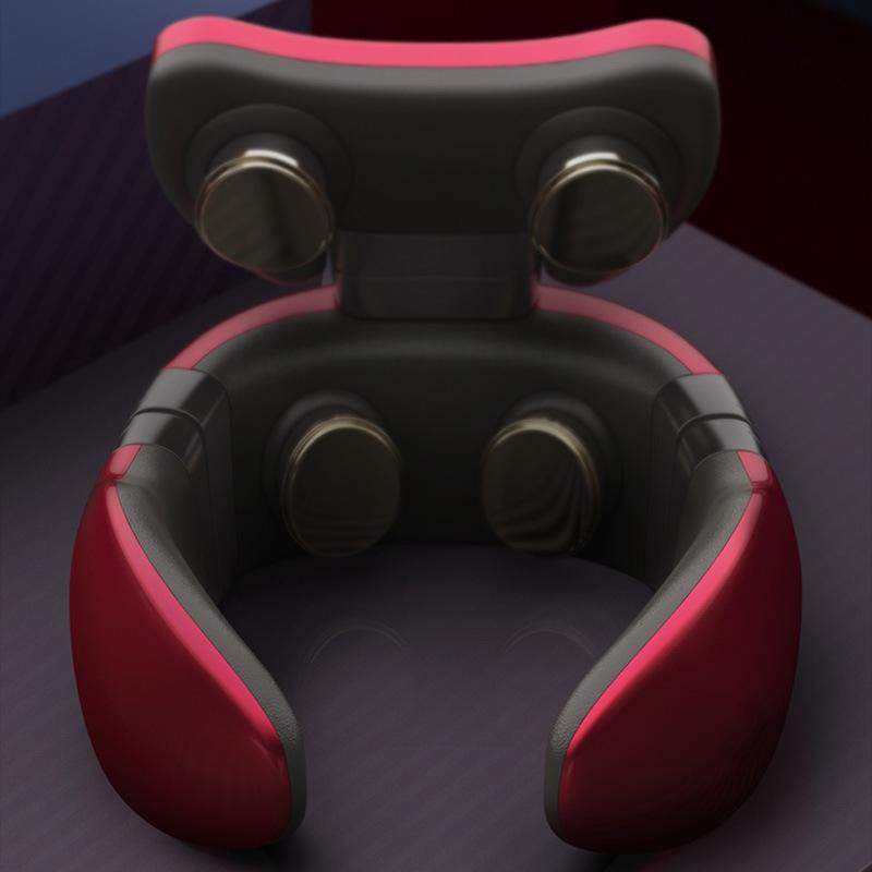4-Head Neck Massager With Pulse Technology Red