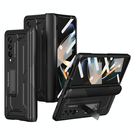 For Samsung Galaxy Z Fold4 5G Shockproof Secure Hinge Phone Case - Black