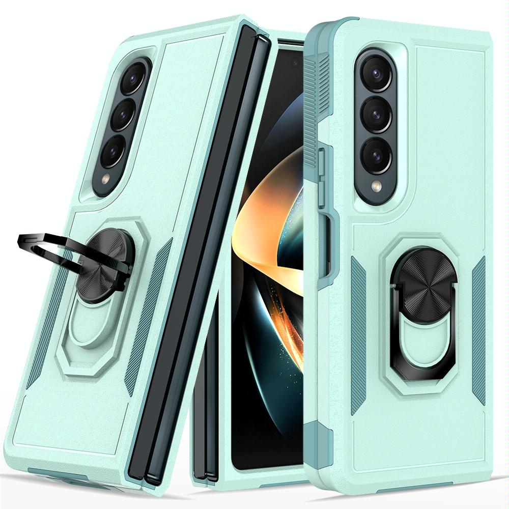 For Samsung Galaxy Z Fold4 5G Tpu Shockproof Case With Ring - 2 In 1 Design - Green