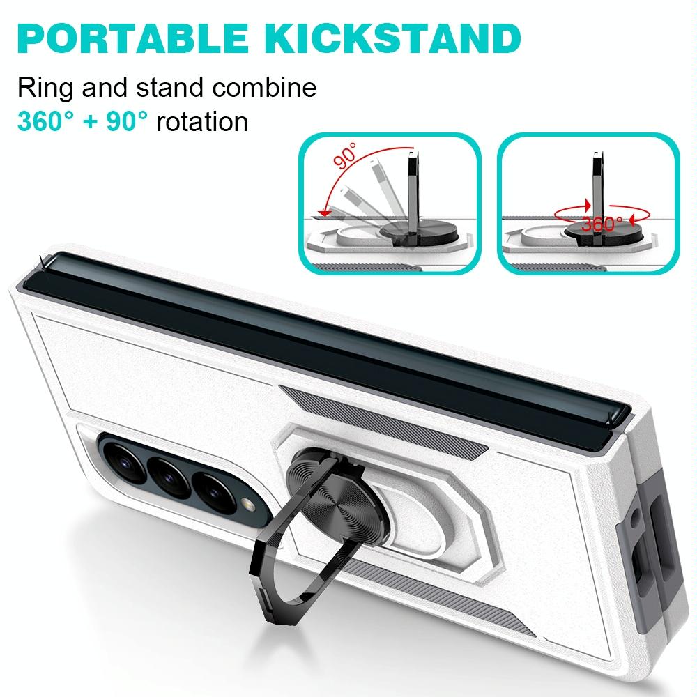 For Samsung Galaxy Z Fold4 5G Tpu Shockproof Case With Ring - 2 In 1 Design - Green