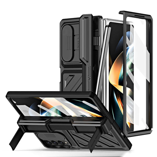 For Samsung Galaxy Z Fold4 5G Shockproof Tpu Pc Case With Pen - Black