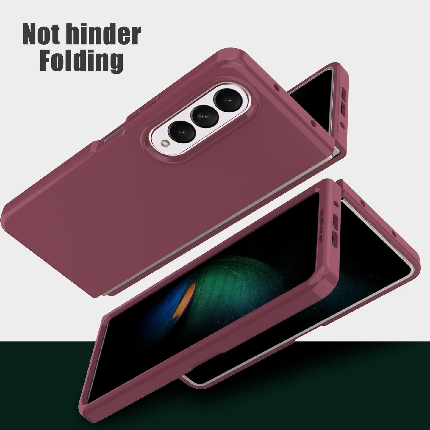 For Samsung Galaxy Z Fold4 5G Foldable Pc Case - Solid Colour - Wine Red