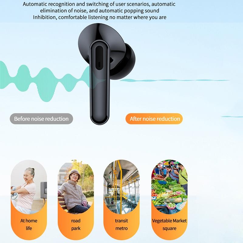 Smart Ai Bluetooth 5.3 In Ear Hearing Aid - Black