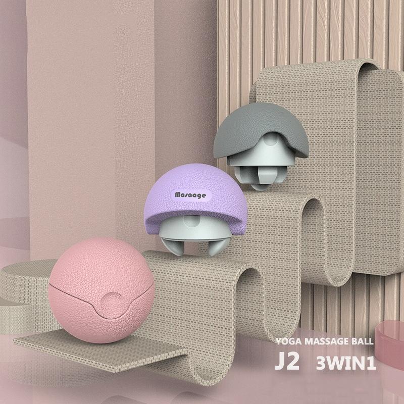 3-In-1 Fitness Yoga Massage Ball Cervical Meridian Massager - Pink