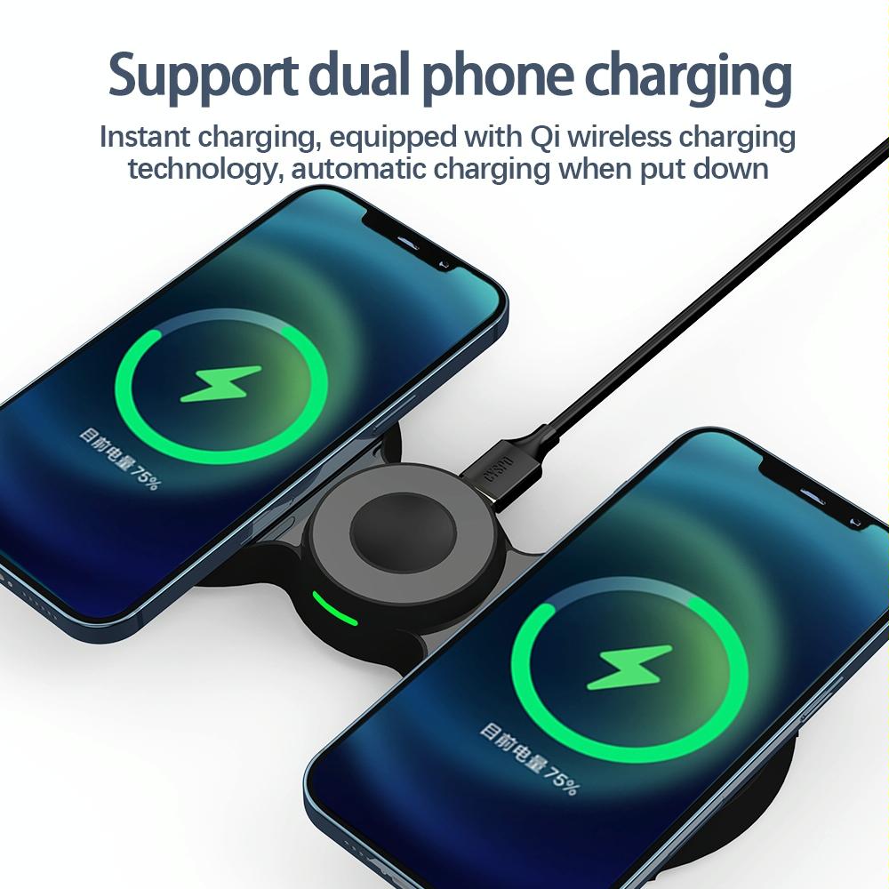 15W 3 In 1 Magnetic Wireless Charger For Phones Watch & Airpods - Black