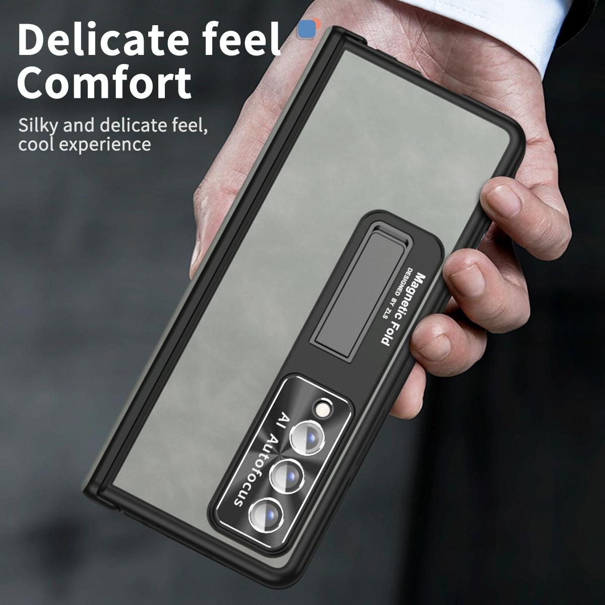 For Samsung Galaxy Z Fold4 5G Magnetic Phone Case - Napa Pattern - White