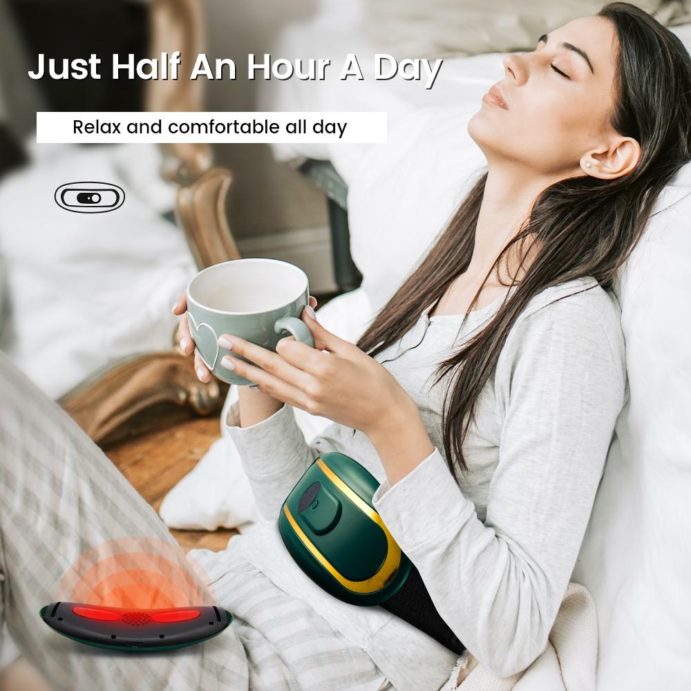 Hot Compress Abdominal Massage Belt For Menstrual Relief Green - Green