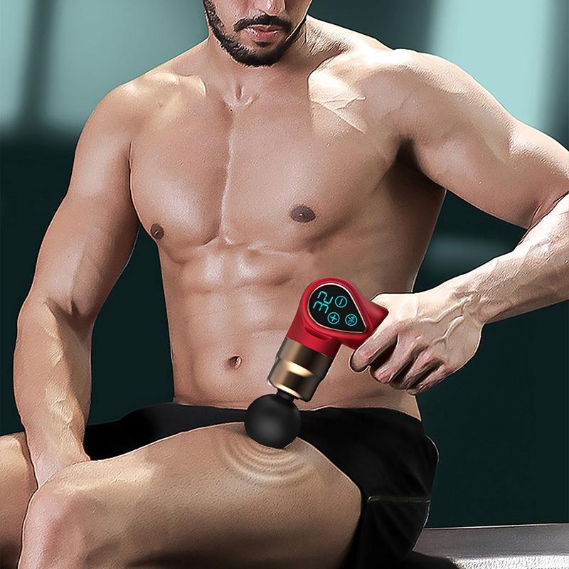 Compact Lcd Muscle Massager With Mini Fascia Gun - Black