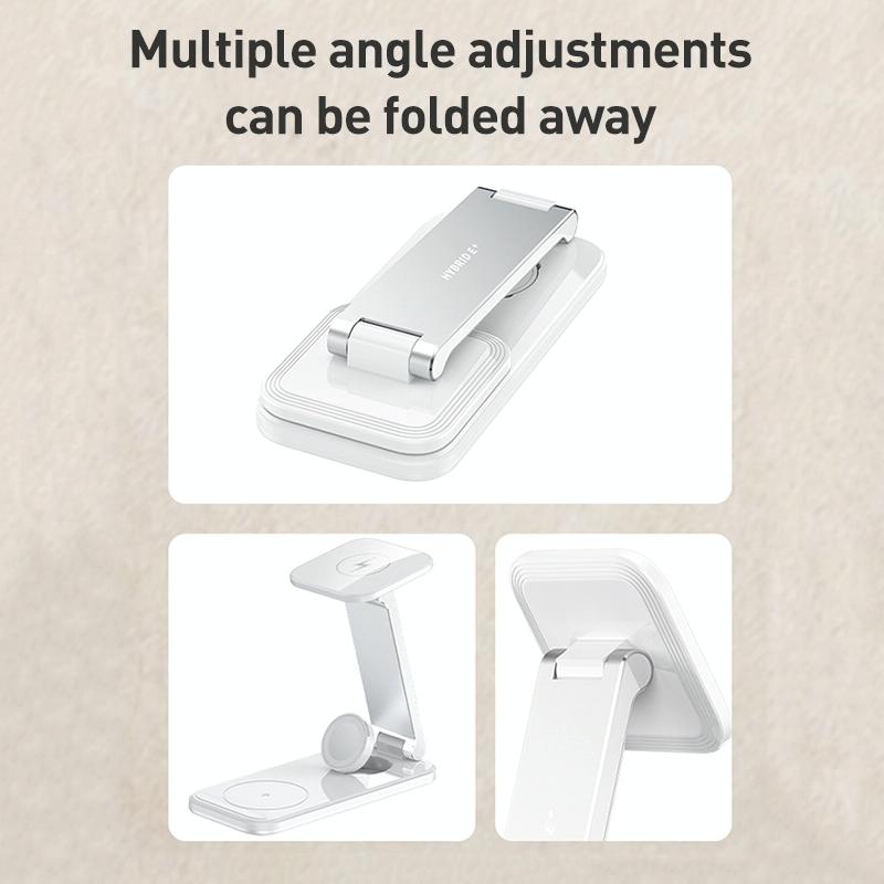 Foldable 3 In 1 Wireless Fast Charger White