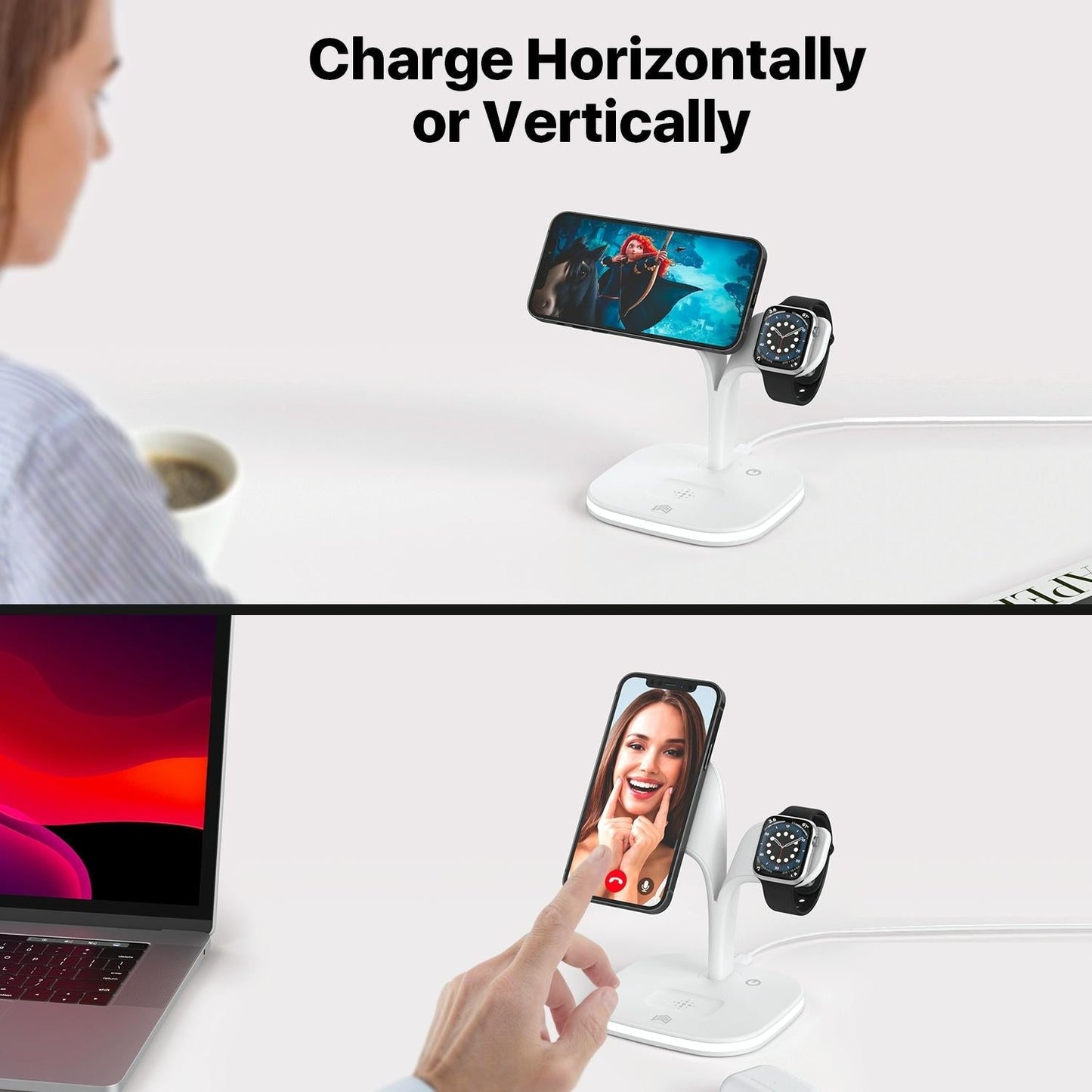 15W 5 In 1 Magnetic Wireless Charger With Stand - Black