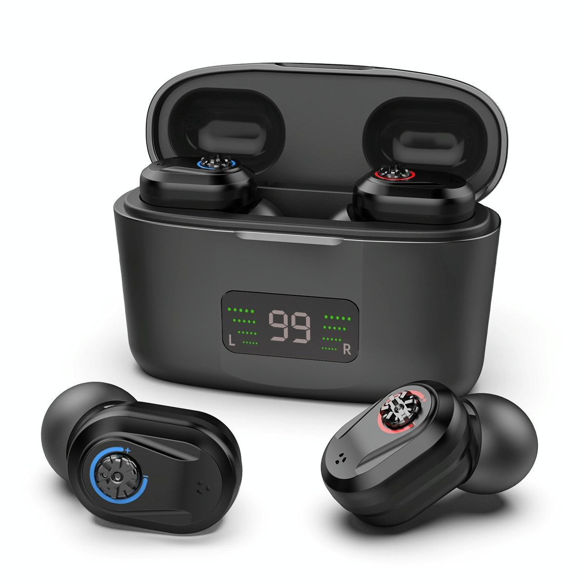 Digital Display In Ear Hearing Aid Earphone - Black