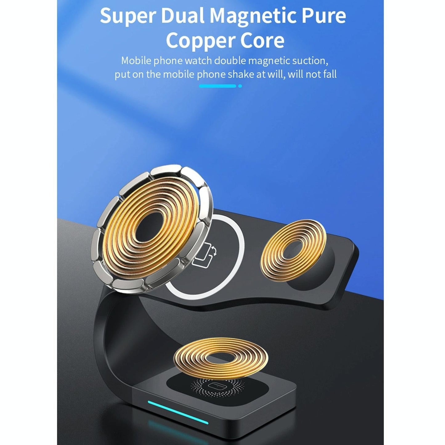 4 In 1 Magnetic Wireless Charger For Iphone Iwatches Airpods - Black