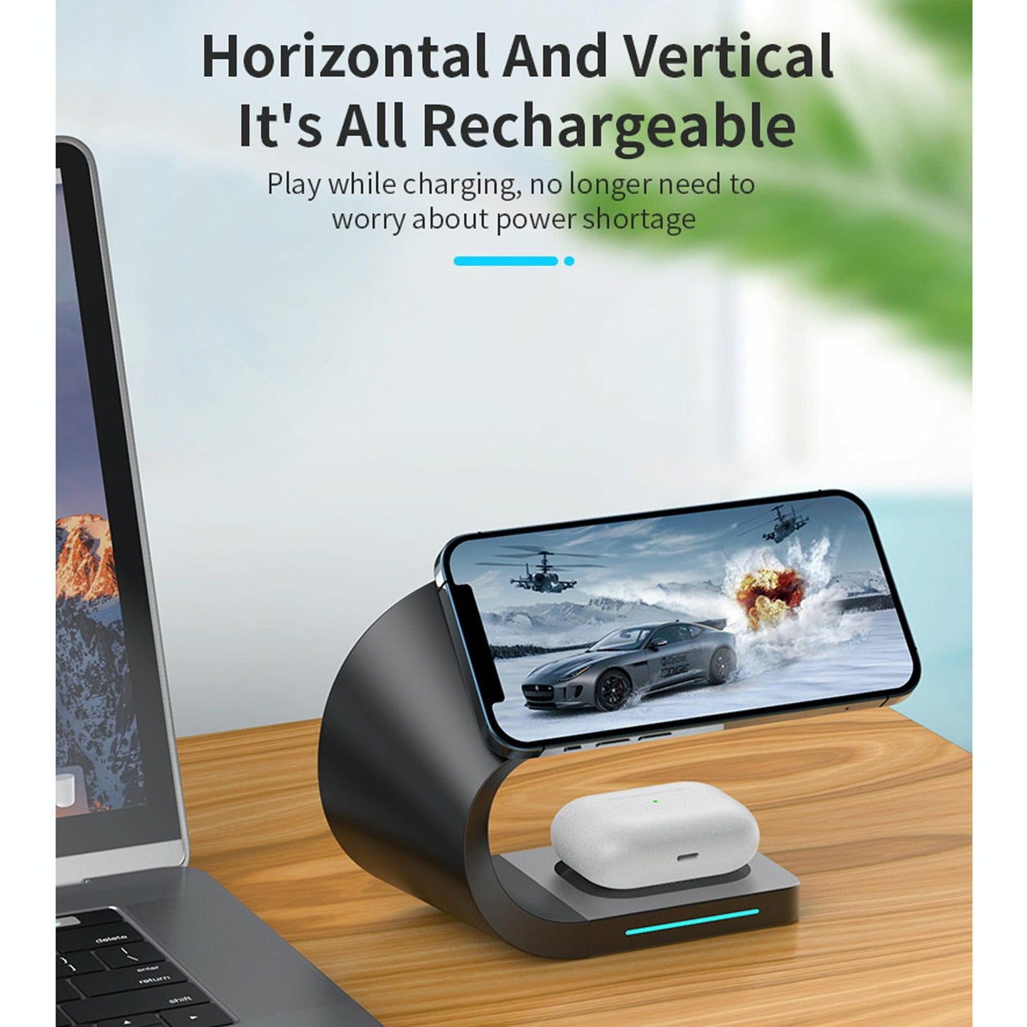 4 In 1 Magnetic Wireless Charger For Iphone Iwatches Airpods - Black