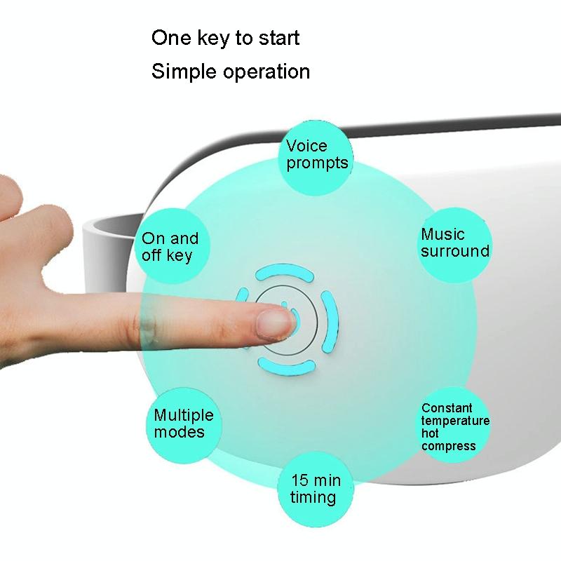 Intelligent Wireless Eye Massager With Vibration & Hot Compress White