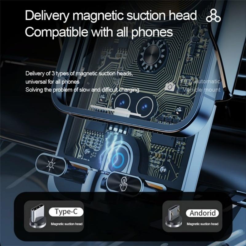 Wireless Car Charger with Infrared Sensor and Aluminum Bracket - Transparent Black