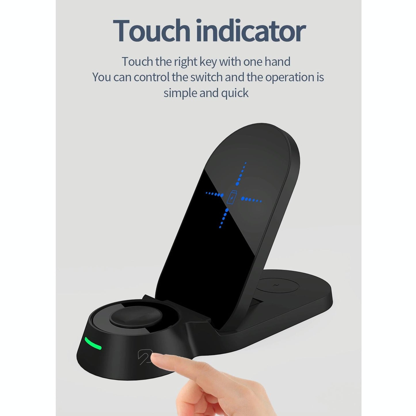 3 In 1 Foldable Wireless Charger For Smart Devices - Black