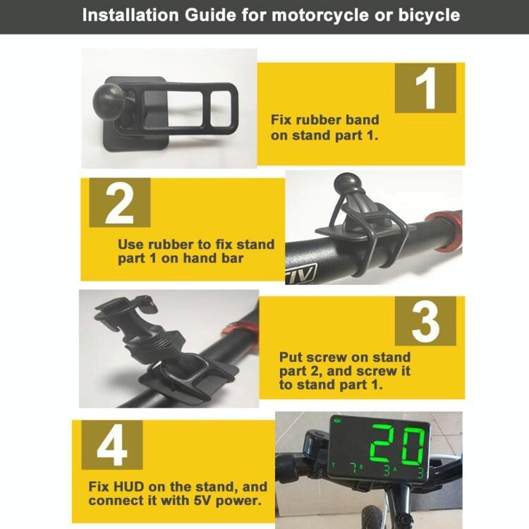 4.5 Inch Hud Car Gps Speed Meter With Overspeed Alarm Mileage Altitude Clock Black