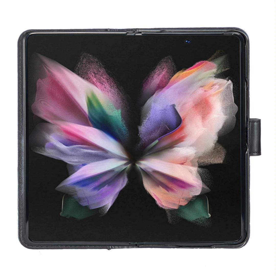 For Samsung Galaxy Z Fold4 5G Diamond Lattice Flip Wallet Case - Black