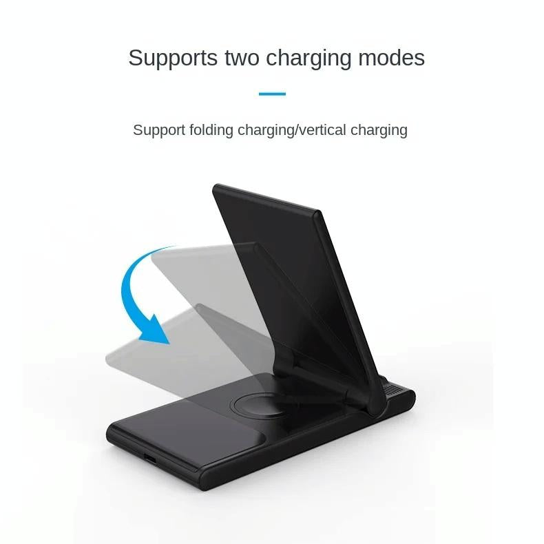 15W Foldable 3 In 1 Wireless Charger Black