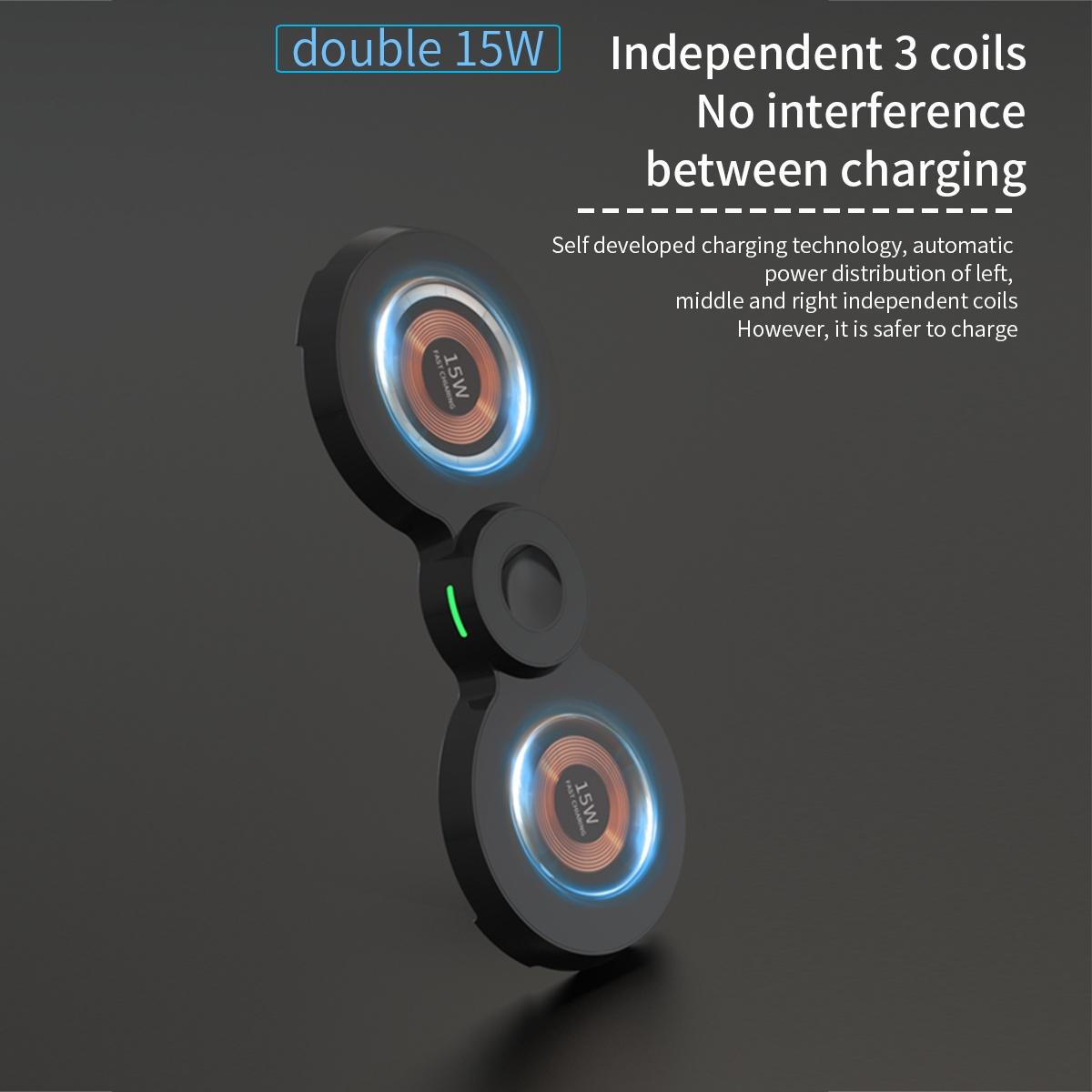 15W 3 In 1 Transparent Magnetic Wireless Charger