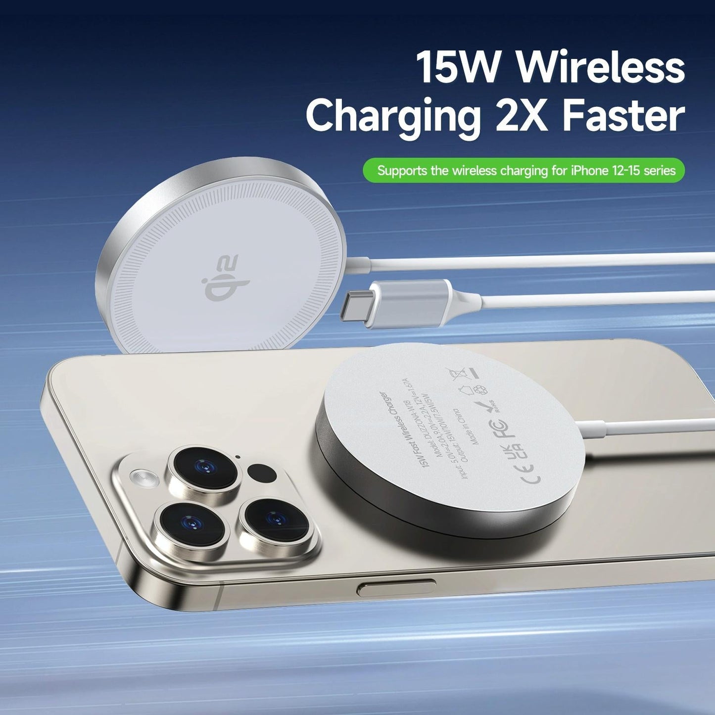 15W Magnetic Suction Wireless Charger White