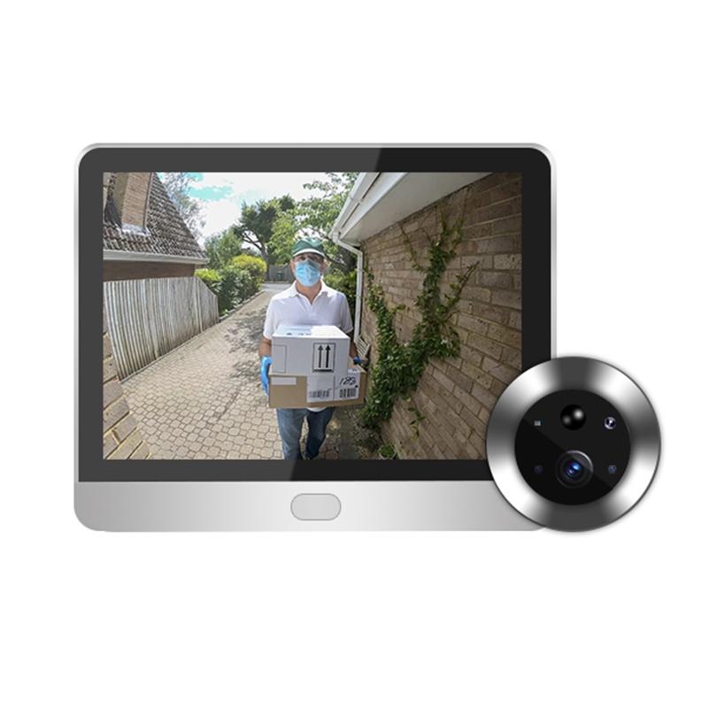 1080P Wifi Smart Cat Eye Video Doorbell With 4.3 Colour Screen And Hidden Graffiti Design - Black
