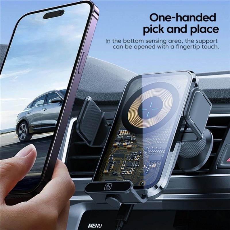 High Power Car Wireless Charger with Phone Bracket - Transparent 66w