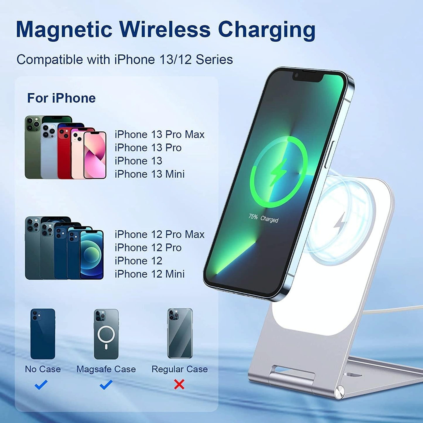 15W Magnetic Wireless Charger For Iphone 12+ - Black