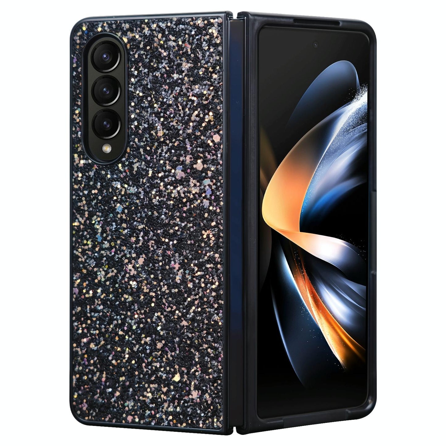For Samsung Galaxy Z Fold4 5G Foldable Diamond Case - Compact And Stylish - Flash Black