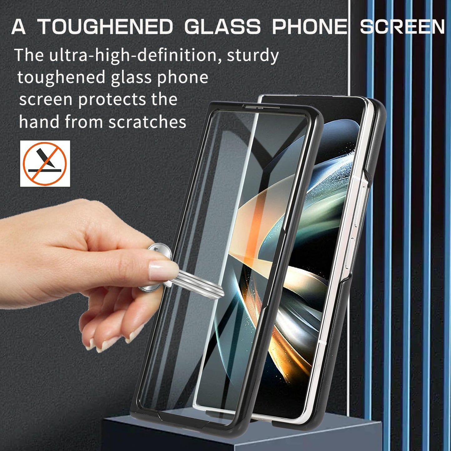 For Samsung Galaxy Z Fold4 5G Leather Folding Phone Case - Black