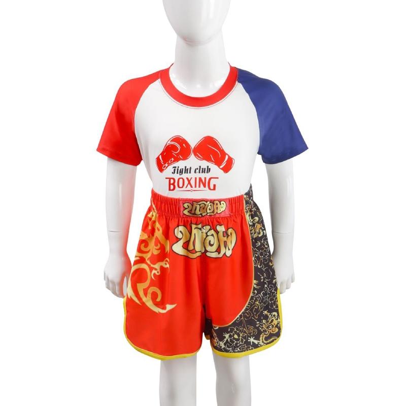 Kids Boxing Set - Sparring Shorts And Tights - Bright Green - Hit Red - M