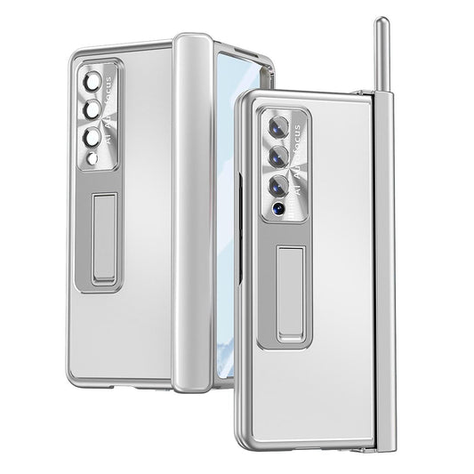For Samsung Galaxy Z Fold4 5G Shockproof Aluminum Double Hinge Case - Silver