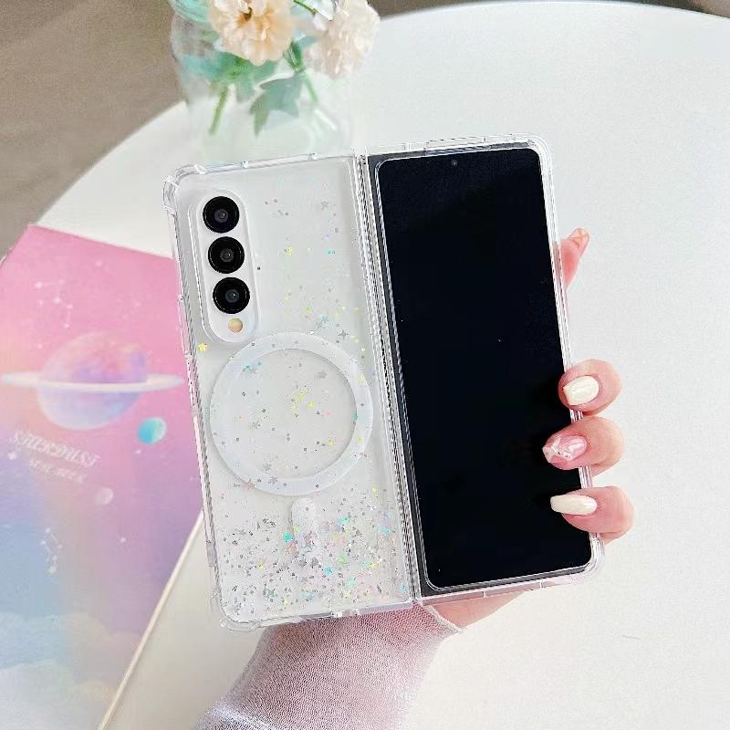 For Samsung Galaxy Z Fold4 5G Sparkle Tpu Case With Magsafe - Pink