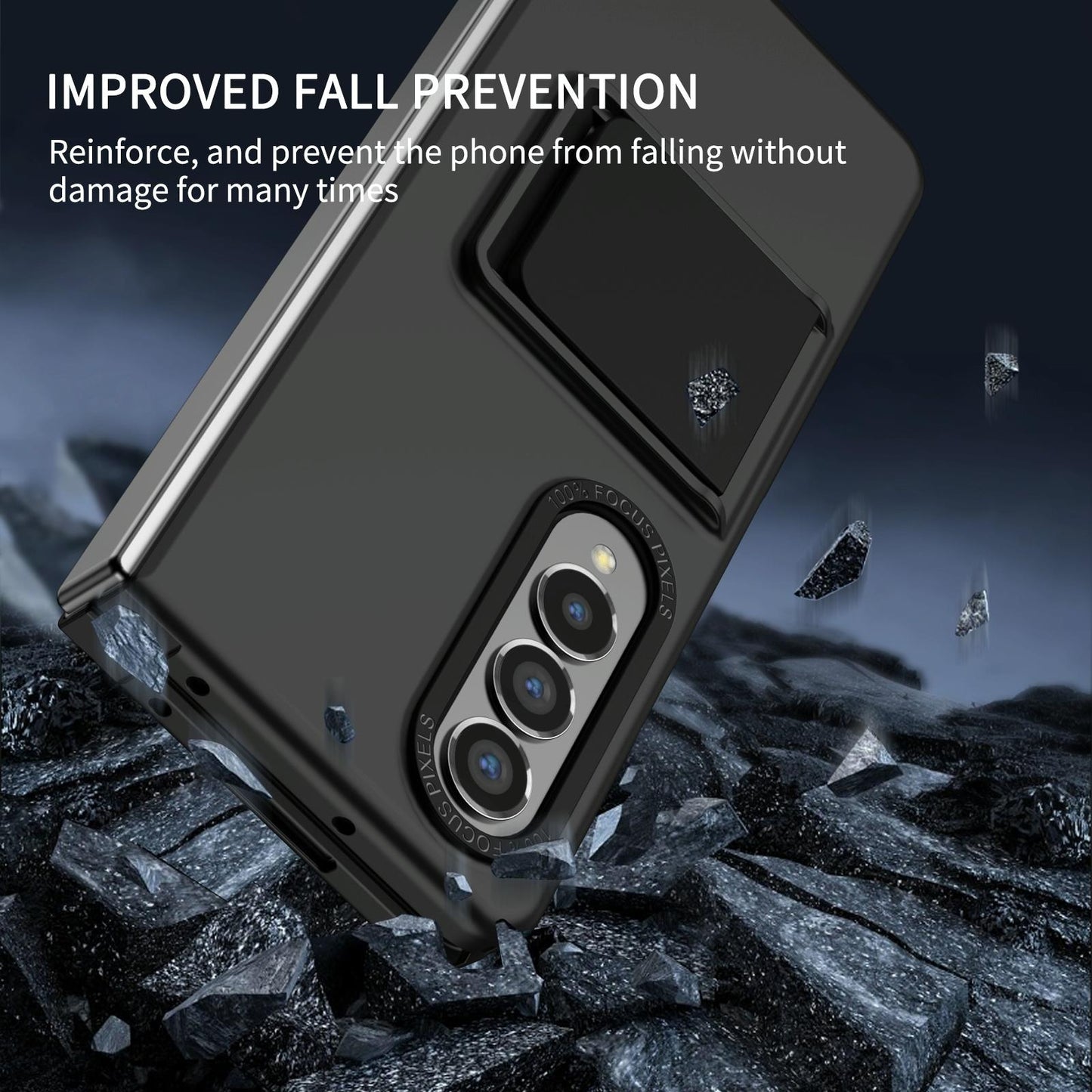 For Samsung Galaxy Z Fold4 5G Foldable 3D Design Phone Case - Black