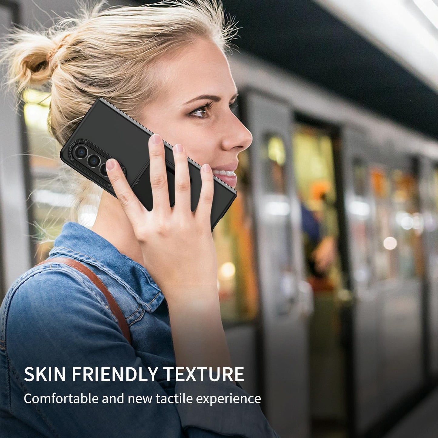 For Samsung Galaxy Z Fold4 5G Foldable 3D Design Phone Case - Black