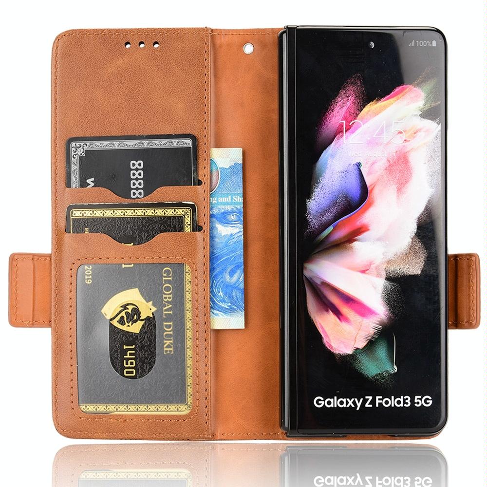 For Samsung Galaxy Z Fold4 5G Symmetrical Leather Triangle Phone Case - Black