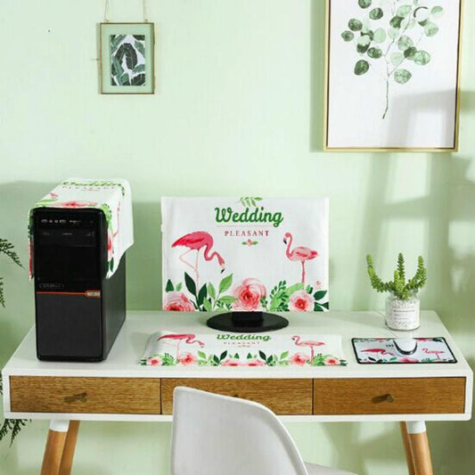 Universal 3-in-1 Desktop Pc Dust Cover - Fits 23-24 Inch Screens - Flamingo
