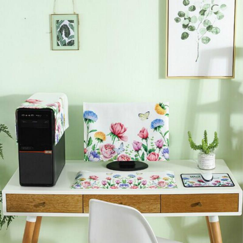 Universal 3-in-1 Desktop Pc Dust Cover - Fits 23-24 Inch Screens - Flamingo