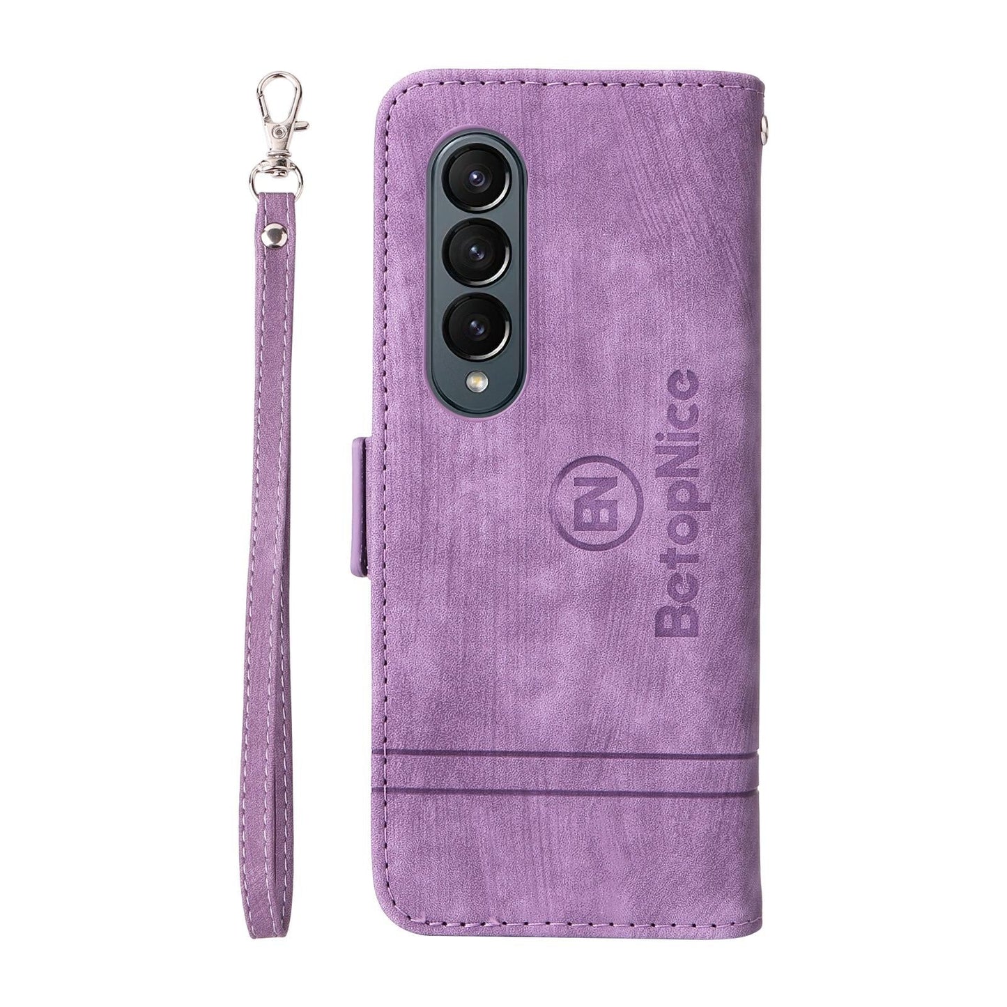 For Samsung Galaxy Z Fold4 5G Leather Dual Buckle Phone Case - Pink