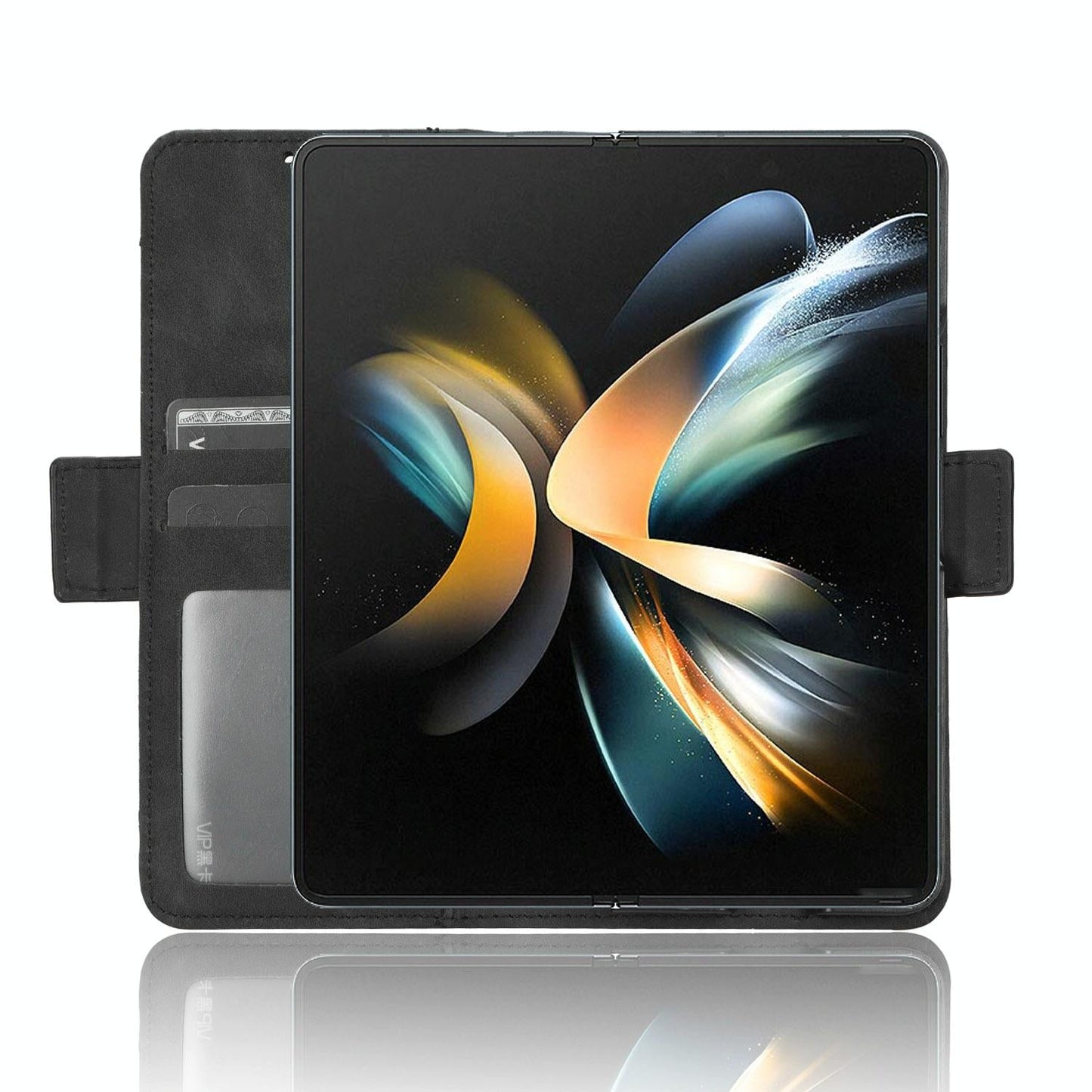 For Samsung Galaxy Z Fold4 5G Leather Phone Case With Card Slots And Calf Texture - Pink