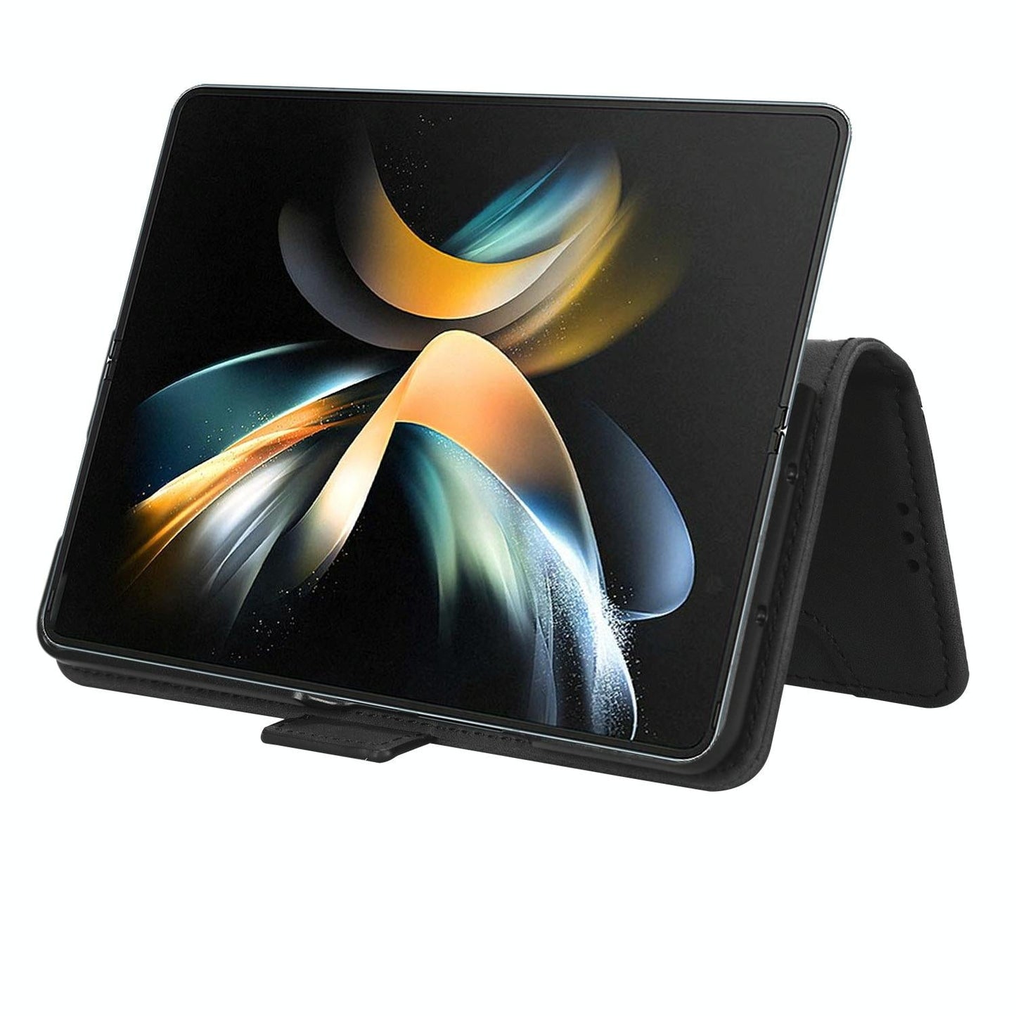 For Samsung Galaxy Z Fold4 5G Leather Phone Case With Card Slots And Calf Texture - Pink