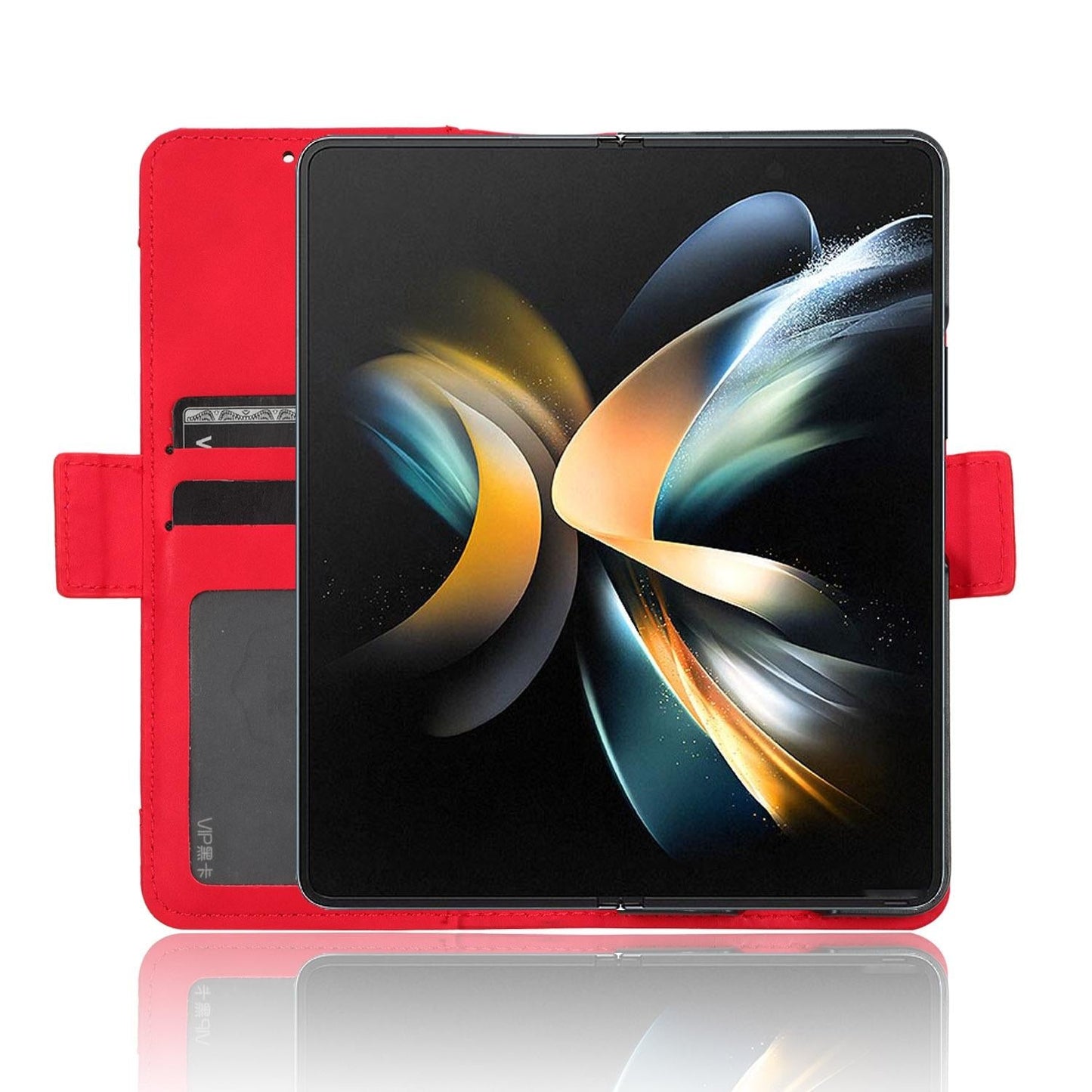 For Samsung Galaxy Z Fold4 5G Leather Phone Case With Card Slots And Calf Texture - Pink