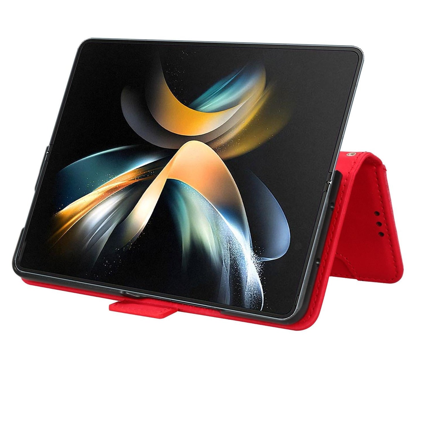 For Samsung Galaxy Z Fold4 5G Leather Phone Case With Card Slots And Calf Texture - Pink