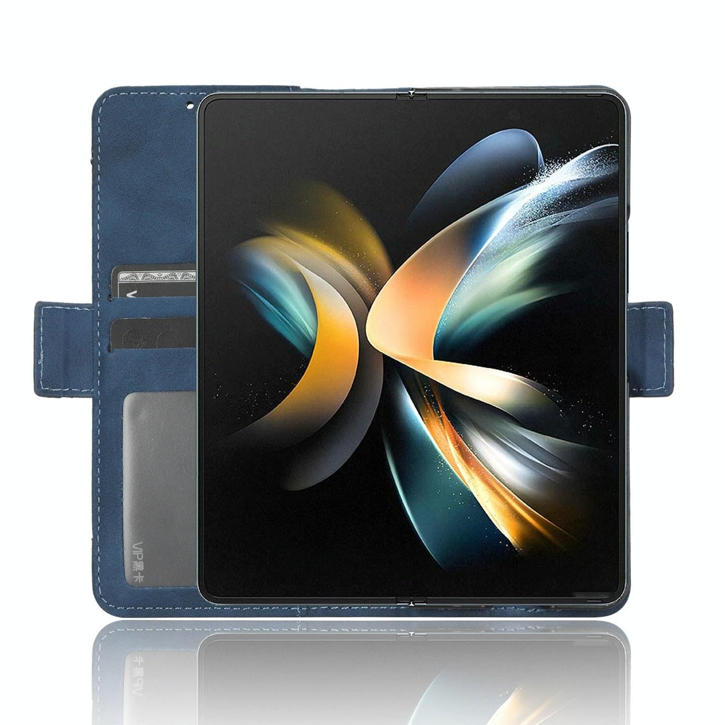 For Samsung Galaxy Z Fold4 5G Leather Phone Case With Card Slots And Calf Texture - Pink