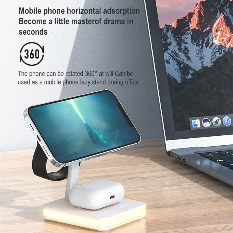 15W Wireless Fast Charger With 360° Rotating Holder - Black