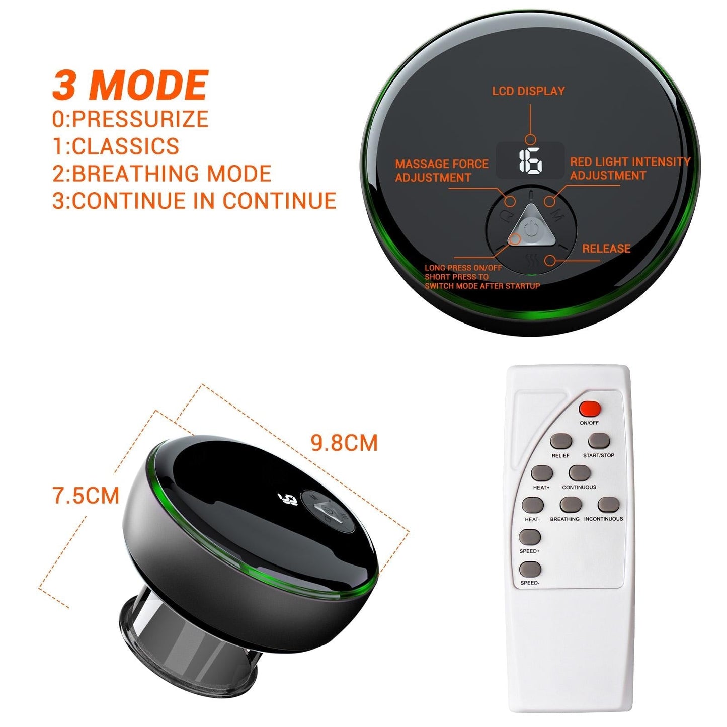 Smart Cupper With Light: Electric Heated Scraping Massage Tool - Red